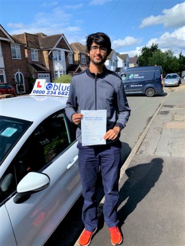 Slough Driving Test pass for Zohair Din - Blue Driving School